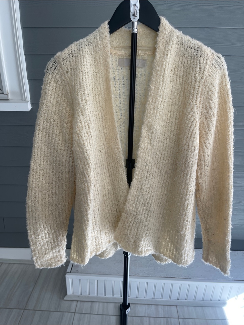 LOFT Cream Open-Front Knit Cardigan Size Medium